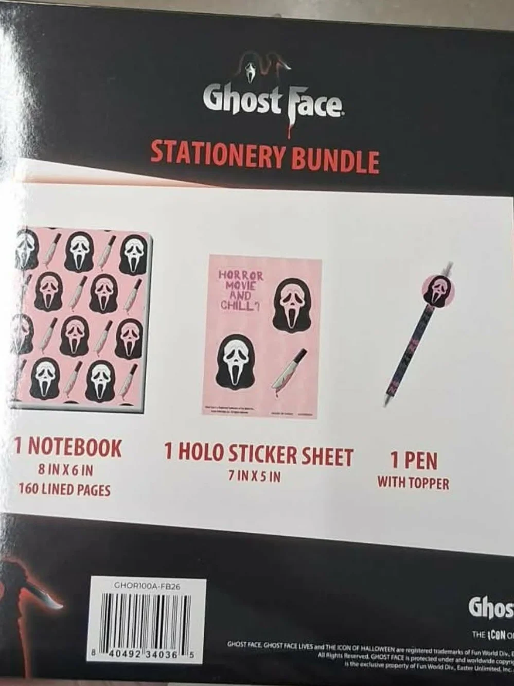 New Ghost Face Pink Stationery Bundle